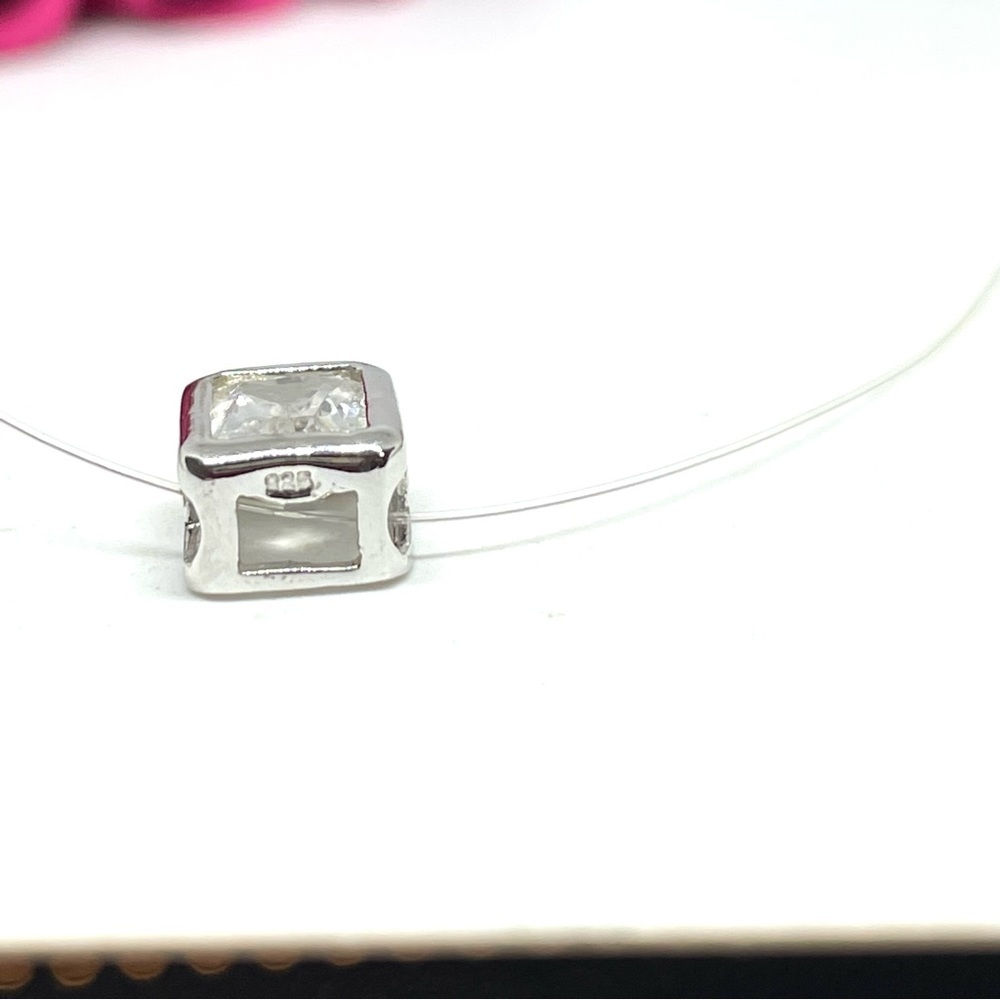 STERLING SILVER⚜️Invisible Cubic Zirconia Necklace - Picture 6 of 7